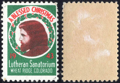 洪涛臻品批发群 精选邮票限时拍卖第1235期  - 美国圣诞节封缄票1943年, 原胶, 耶稣头像与花环