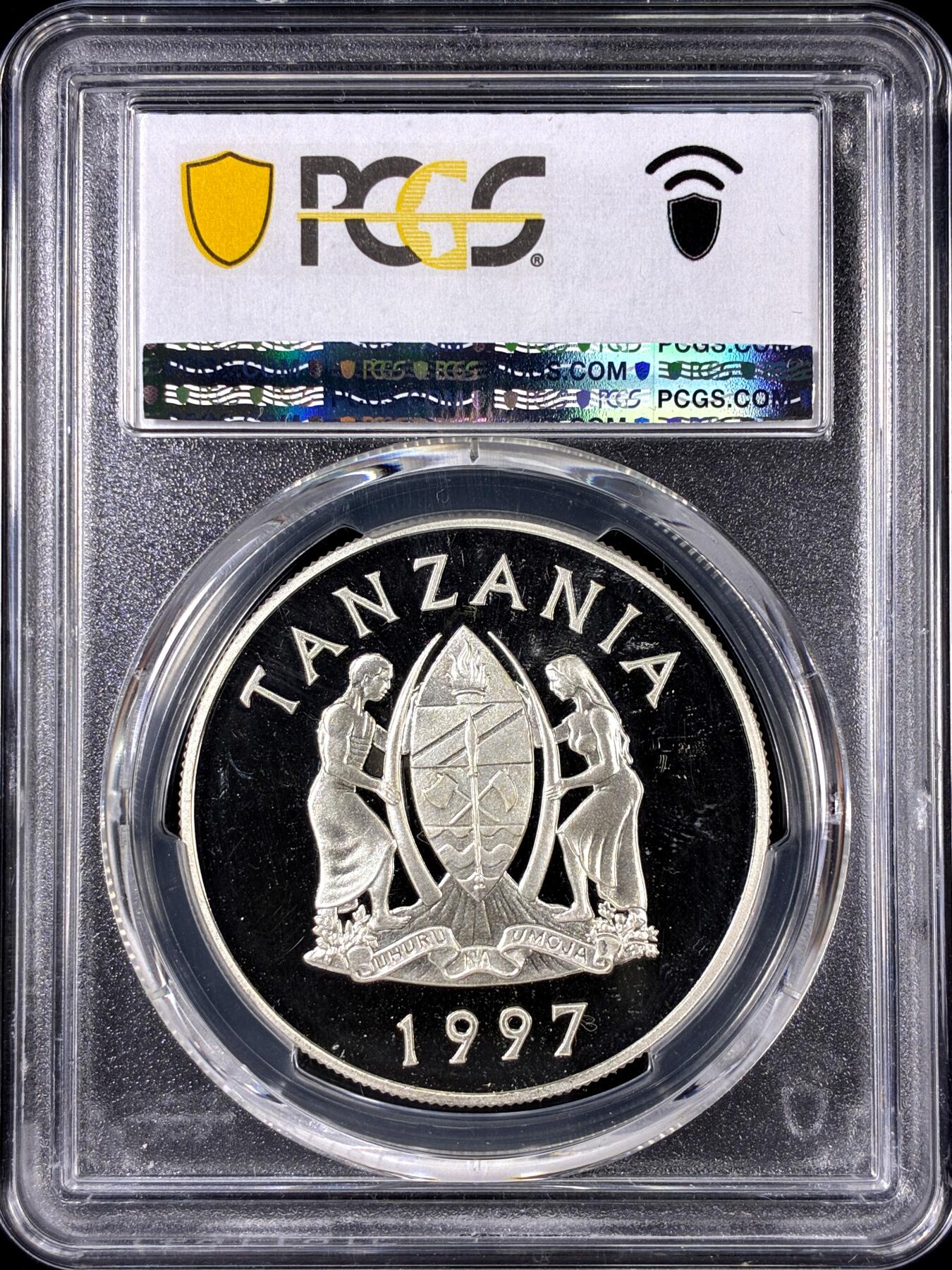 【雨安】【直播拍卖】【第0126期-评级币章】2026-01-24 周六 19:30 [评级现代] Tanzania 坦桑尼亚 500先令 1997年 王太后非洲之旅 PCGS-PR68DCAM 精制币