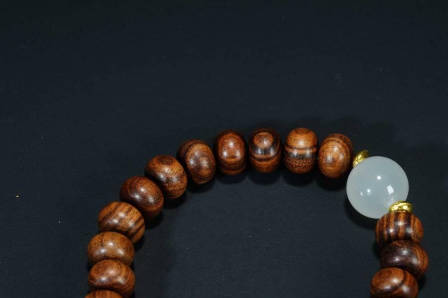 上海都达杂项专场四（全场包邮） 海南黄花梨虎皮纹算盘珠手串 附肯定证书86-268