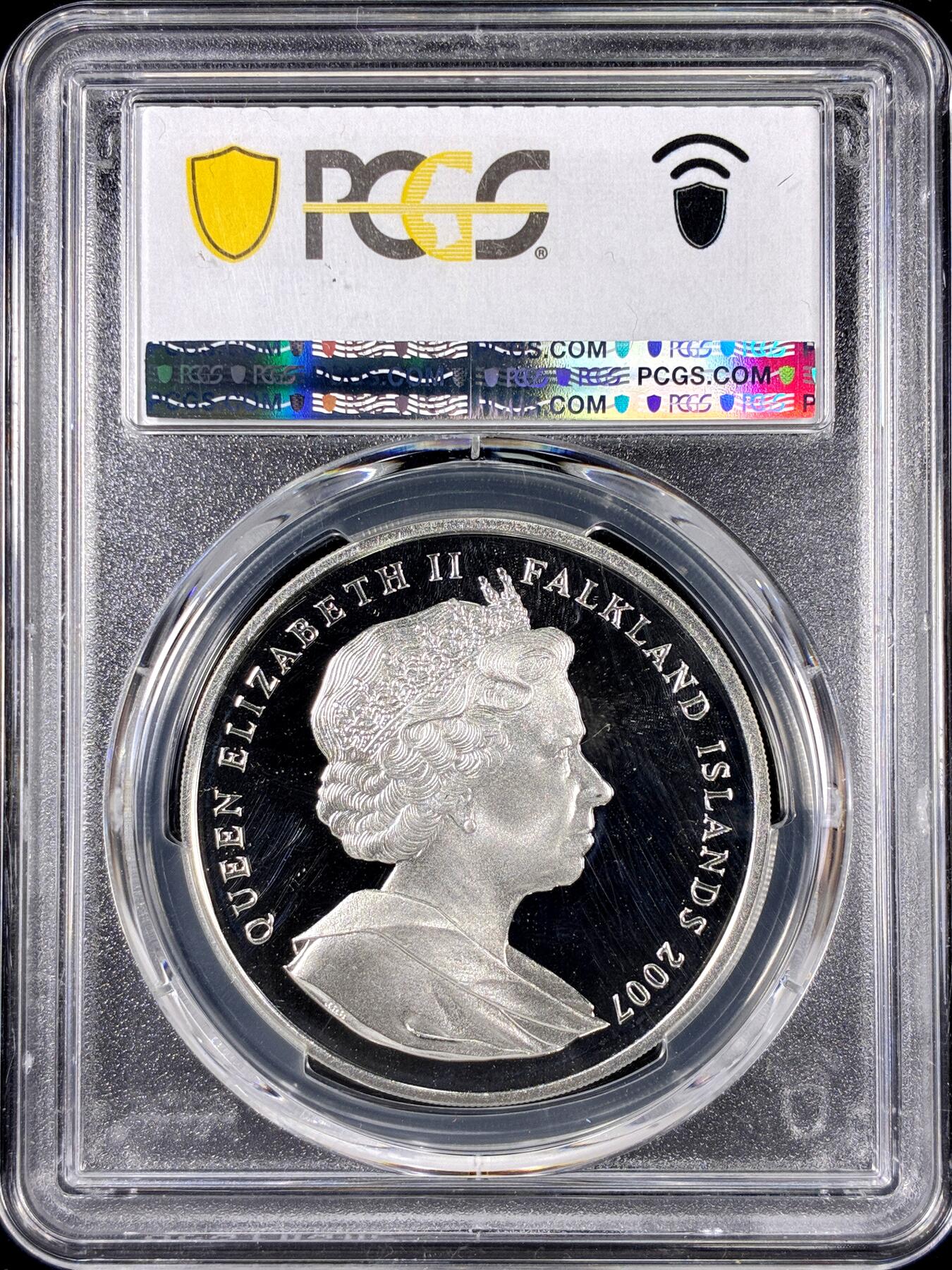 【雨安】【直播拍卖】【第0126期-评级币章】2026-01-24 周六 19:30 [评级现代] Falkland 福克兰群岛 1克朗 2007年 国际极地年 PCGS-PR68DCAM 精制币