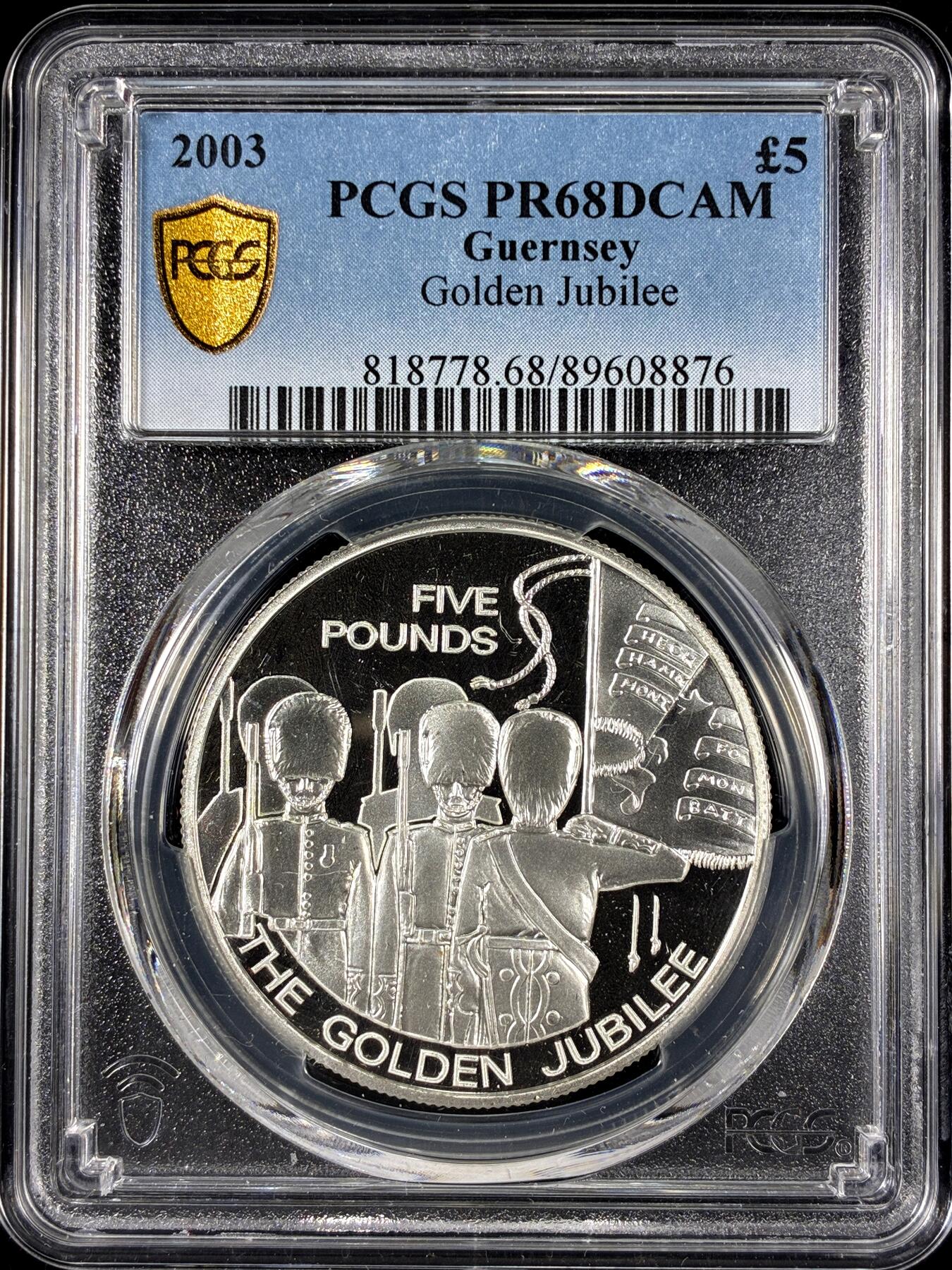 【雨安】【直播拍卖】【第0126期-评级币章】2026-01-24 周六 19:30 [评级现代] Great Britain 英国 5镑 2003年 登基50周年 PCGS-PR68DCAM 精制币
