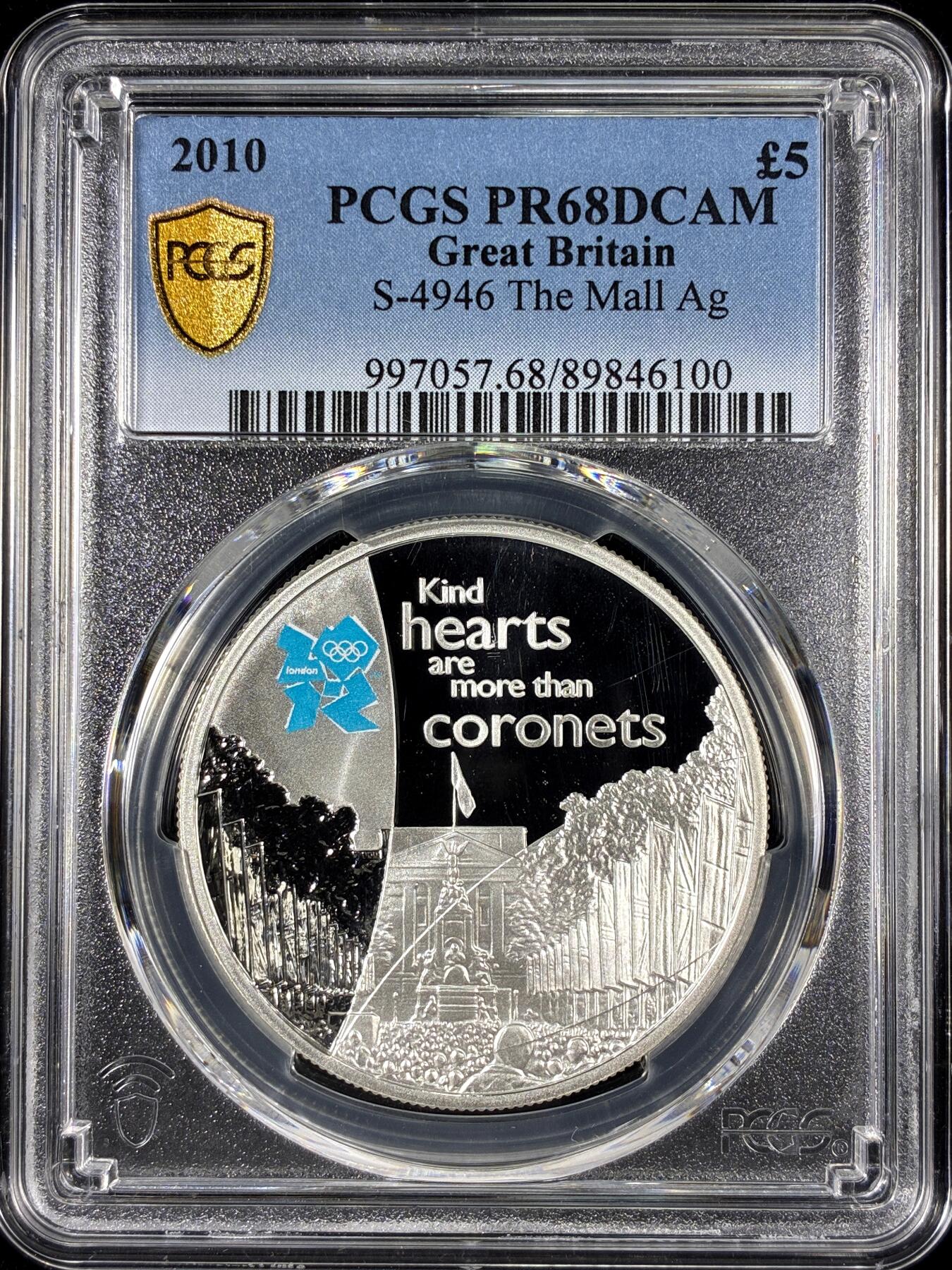 【雨安】【直播拍卖】【第0126期-评级币章】2026-01-24 周六 19:30 [评级现代] Great Britain 英国 5镑 2010年 伦敦奥运会-皇家大道 PCGS-PR68DCAM 精制币
