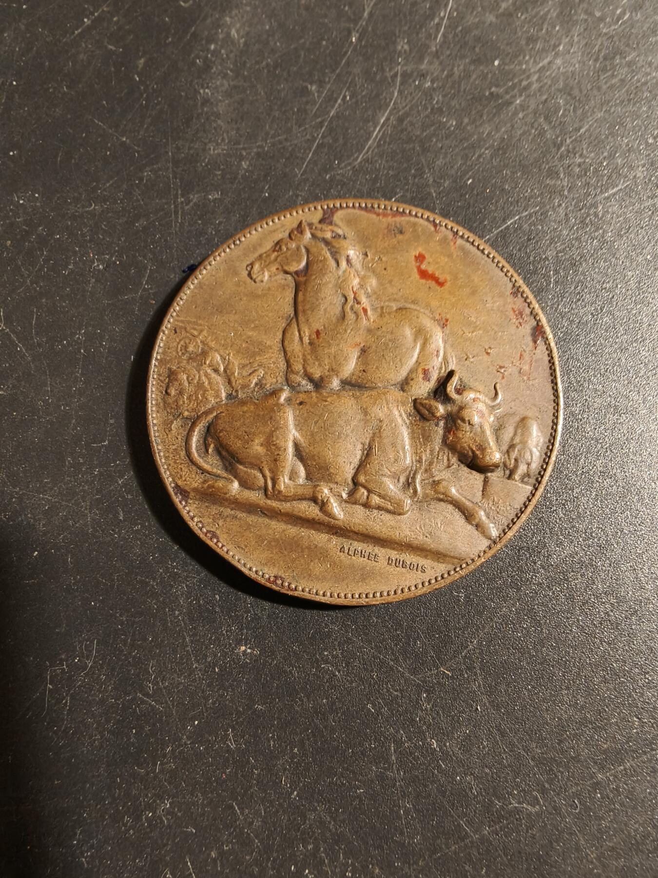 老王徽章第178期 法国索姆省农业协会大铜章    直径40mm    重量35g    大师阿尔菲杜布瓦作品