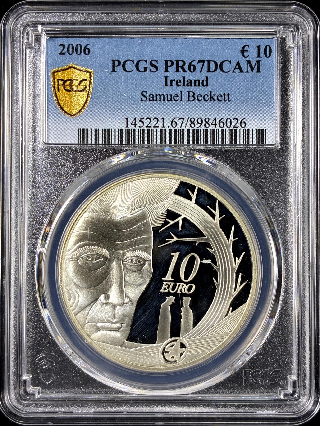 【雨安】【直播拍卖】【第0126期-评级币章】2026-01-24 周六 19:30 [评级欧元] Ireland 欧元 爱尔兰 10欧元 2006年 作家塞缪尔·贝克特 PCGS-PR67DCAM 精制币