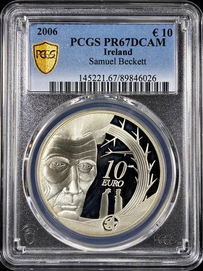【雨安】【直播拍卖】【第0126期-评级币章】2026-01-24 周六 19:30 - [评级欧元] Ireland 欧元 爱尔兰 10欧元 2006年 作家塞缪尔·贝克特 PCGS-PR67DCAM 精制币