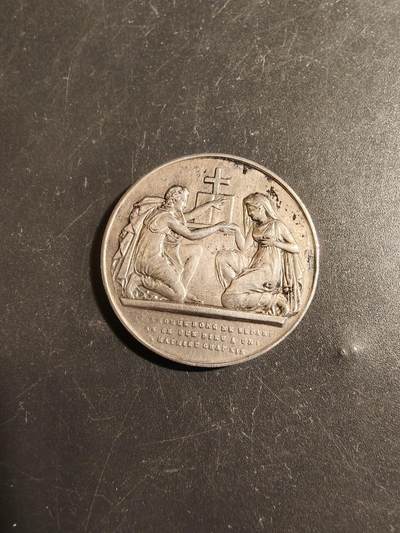 老王徽章第178期 - 法国银婚章    蜜蜂950银标    直径32mm    重量14.3g