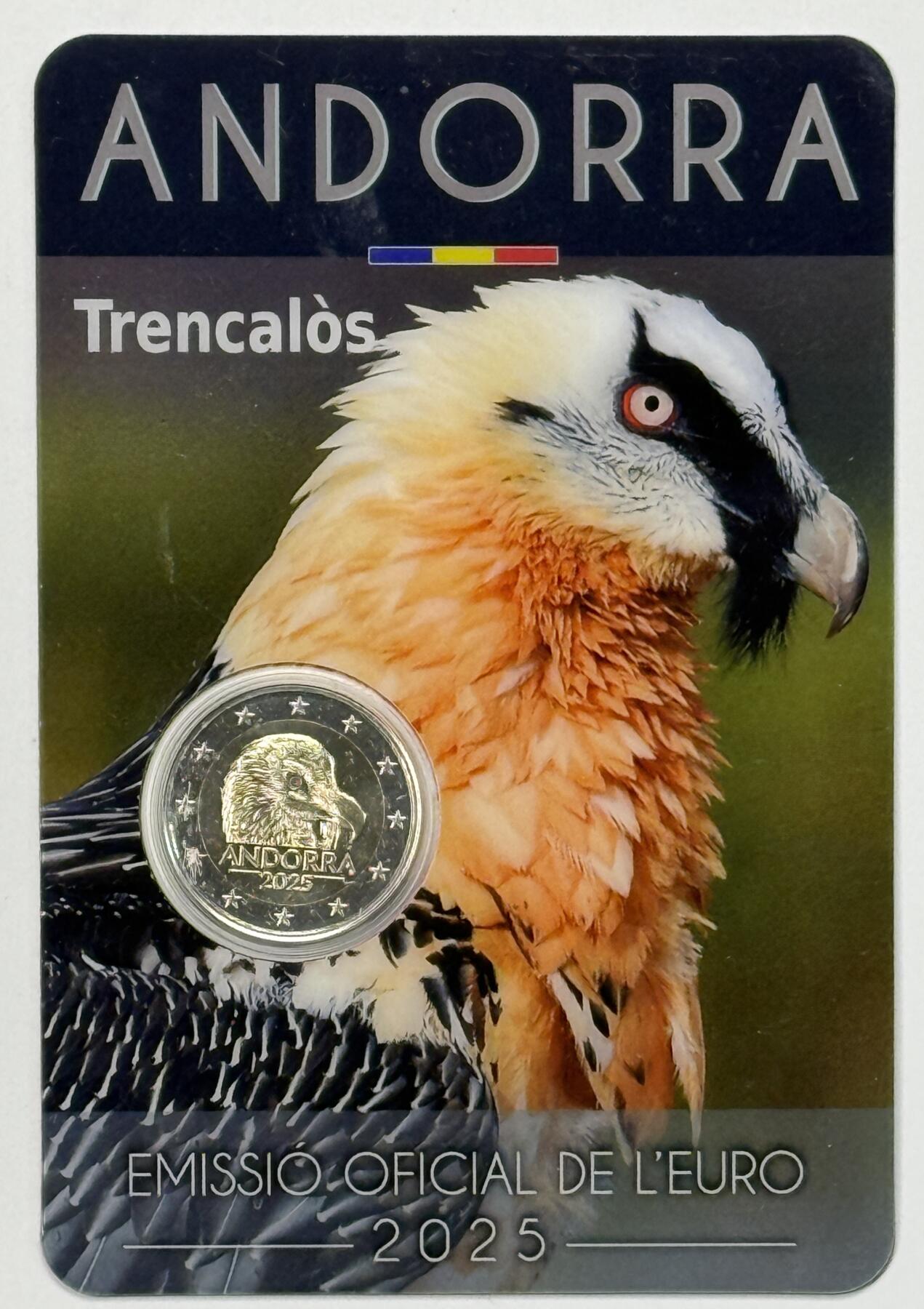 S&S Numismatic世界钱币-拍卖 第119期  安道尔2025年 胡秃鹰 2欧元双色纪念币官方卡币