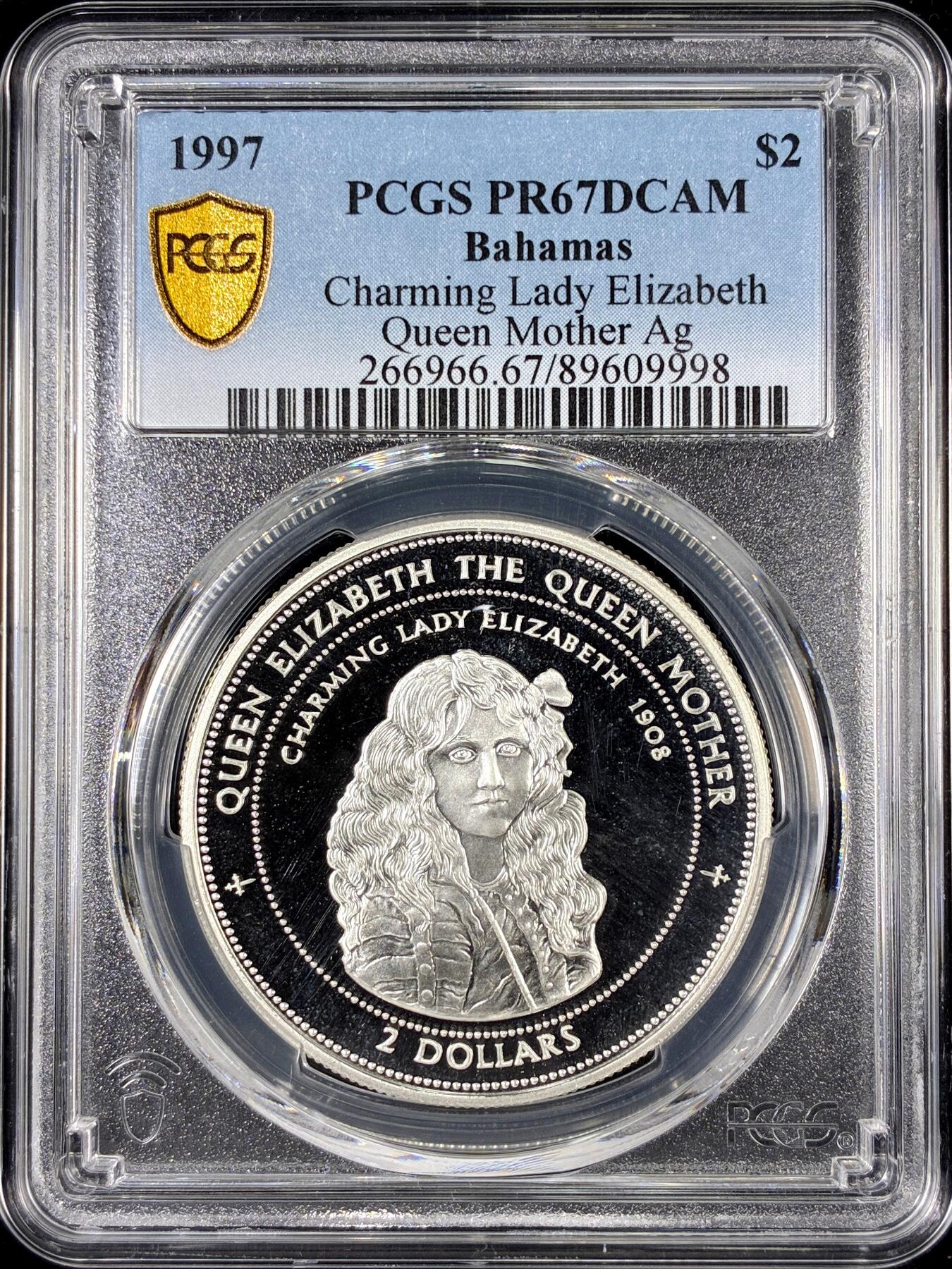 【雨安】【直播拍卖】【第0126期-评级币章】2026-01-24 周六 19:30 [评级现代] Bahamas 巴哈马 2元 1997年 伊丽莎白二世 PCGS-PR67DCAM 精制币