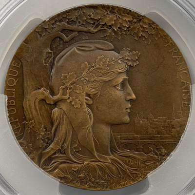 掌中浮雕-藏着的欧洲第050场 - PCGS MS64 : 1900年法国巴黎世博会铜章，68mm
