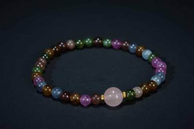 上海都达杂项专场三十四【年后发货全场包邮】  天然五彩糖果色碧玺手链86-325