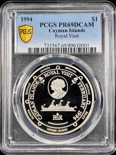 【雨安】【直播拍卖】【第0126期-评级币章】2026-01-24 周六 19:30 - [评级现代] Cayman Islands 开曼群岛 1元 1994年 皇室访问 PCGS-PR69DCAM 精制币