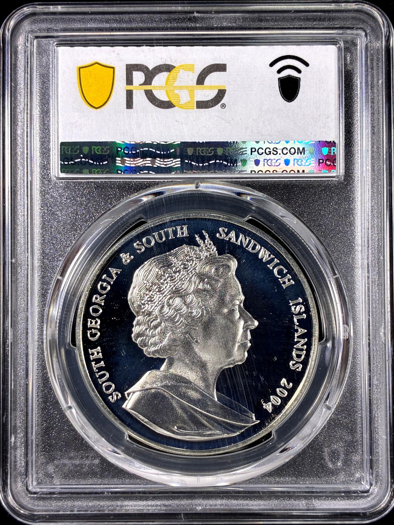 【雨安】【直播拍卖】【第0126期-评级币章】2026-01-24 周六 19:30 [评级现代] S.Georgia & S.Sandwich 南乔治亚岛和南桑威奇群岛 2镑 2004年 帆船 PCGS-PR68DCAM 精制币