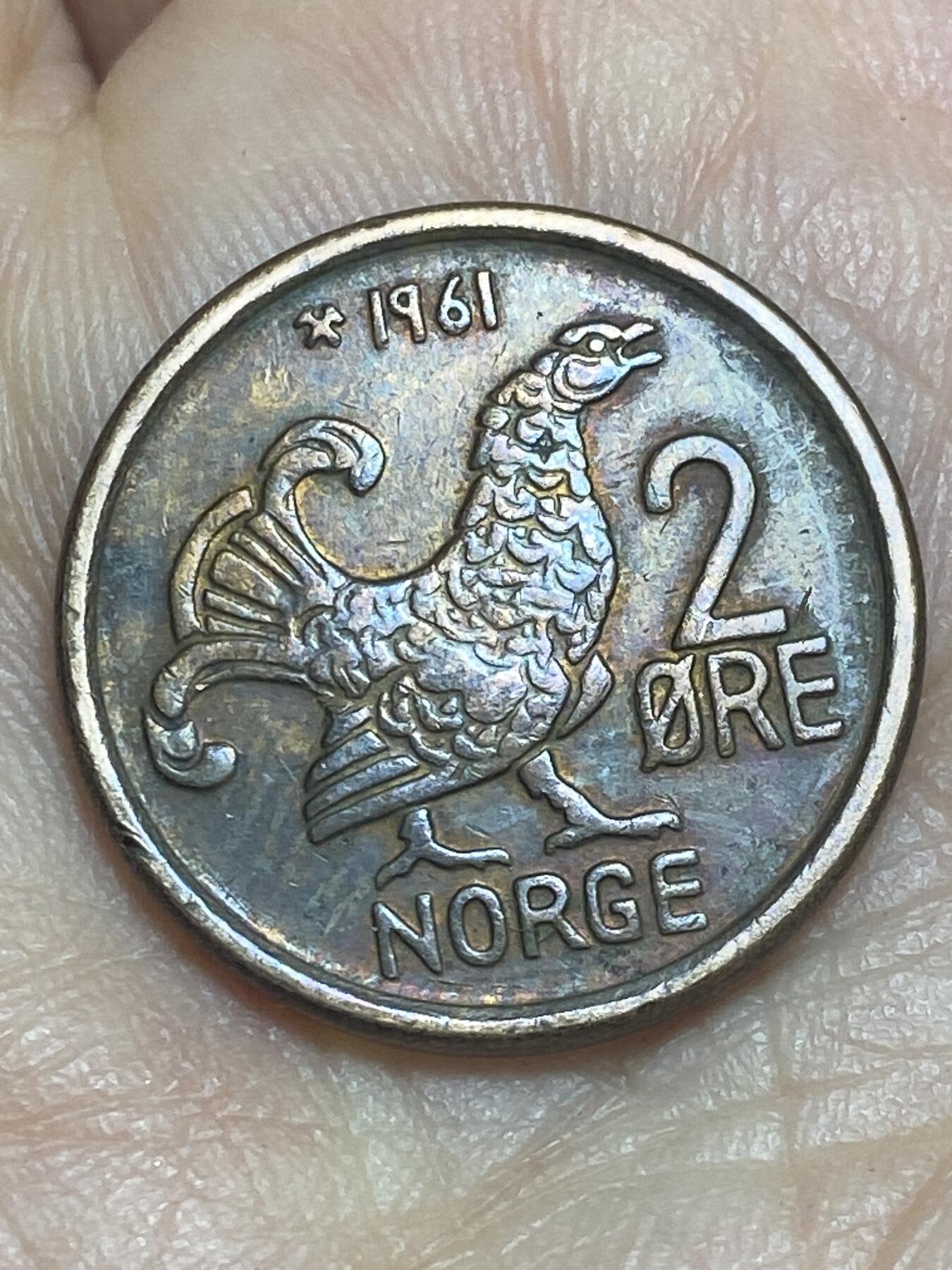 2026年第十二场(总第一百八十一场）外国好品散币场(免佣金) 挪威🇳🇴1961年2欧尔(奥拉夫五世第二版)