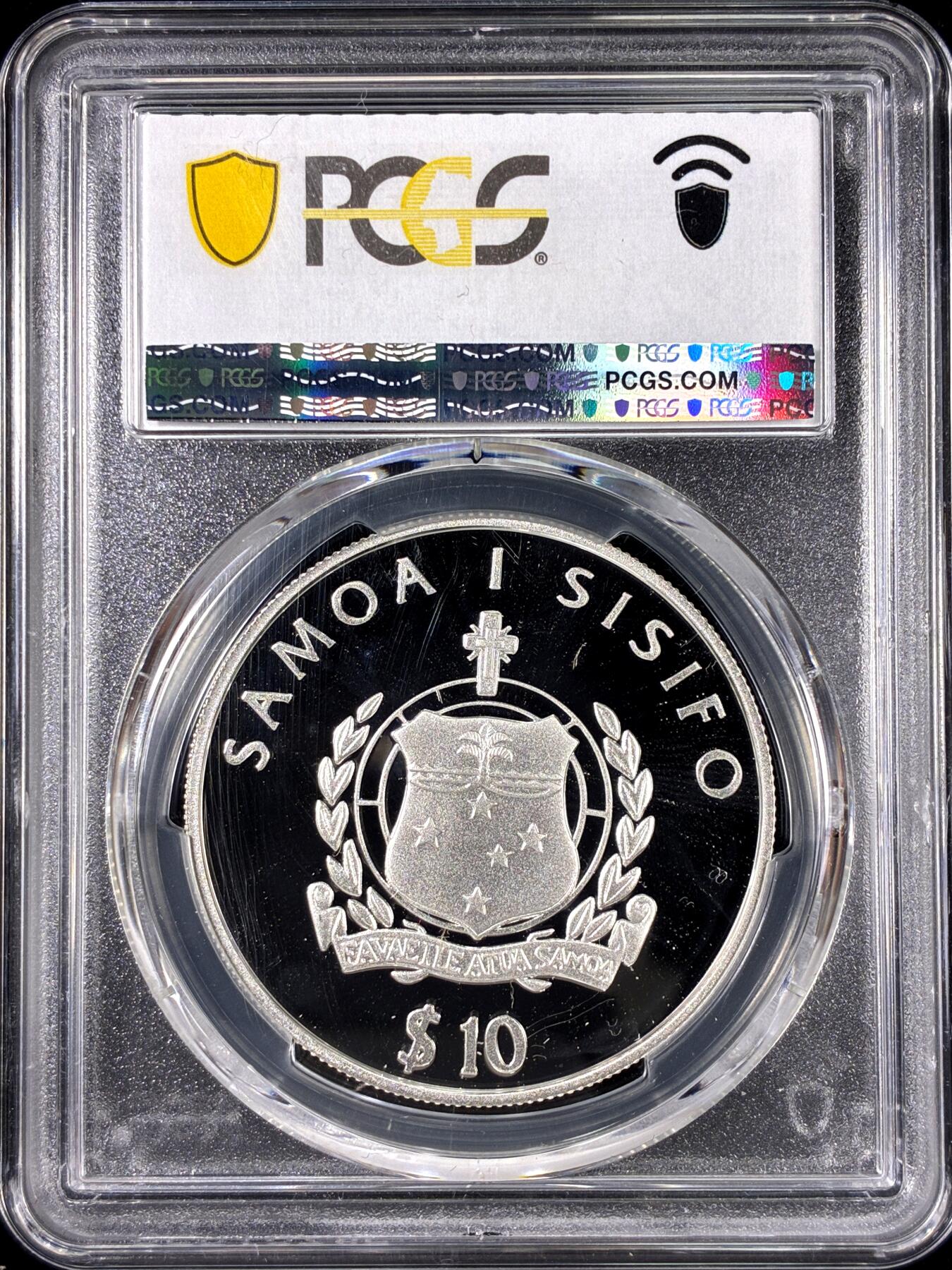 【雨安】【直播拍卖】【第0126期-评级币章】2026-01-24 周六 19:30 [评级现代] Samoa 萨摩亚 10 Tala 2003年 帆船 PCGS-PR69DCAM 精制币