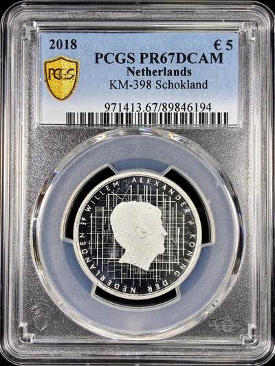 【雨安】【直播拍卖】【第0126期-评级币章】2026-01-24 周六 19:30 - [评级欧元] Netherlands 欧元 荷兰 5欧元 2018年 Schokland PCGS-PR67DCAM 精制币