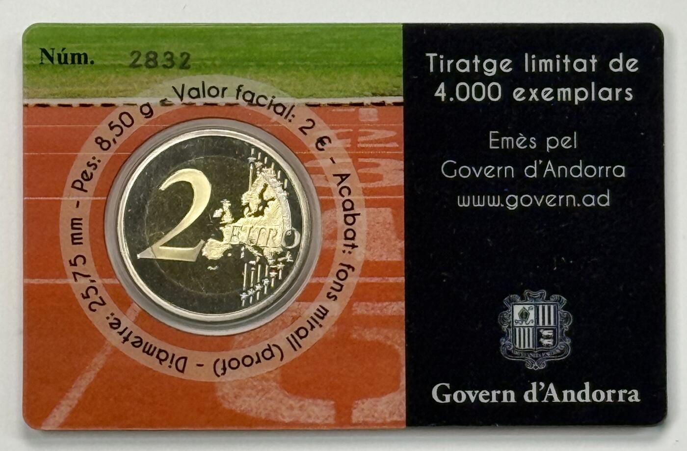 S&S Numismatic世界钱币-拍卖 第119期  安道尔2025年 欧洲小国运动会 2欧元双色精制纪念币官卡卡币