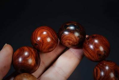 上海都达杂项专场四十八【全场包邮】  海南黄花梨虎皮纹3.0圆珠手串 附鉴定证书86-254