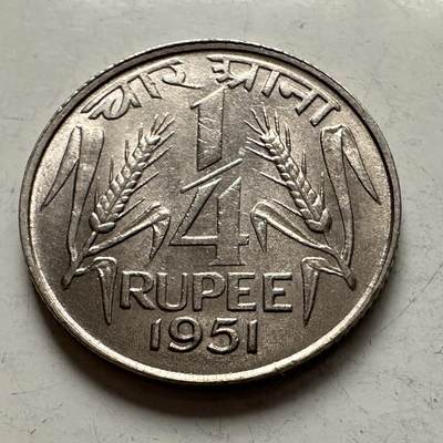 🌹外币初藏🌹🐯2026年第10场  每周二四六晚8️⃣点 接代拍 - 印度1951年首版1/4卢比 原光品