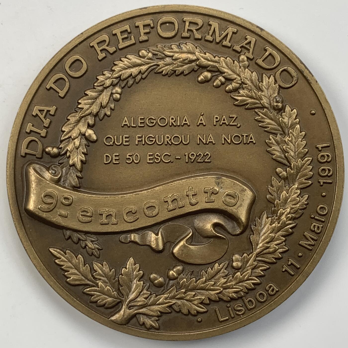 掌中浮雕-藏着的欧洲第050场 1991年葡萄牙银行纪念大铜章，70mm，132g