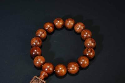 上海都达杂项专场七十三【全场包邮】 海南黄花梨虎皮纹1.5圆珠手串 附鉴定证书86-257