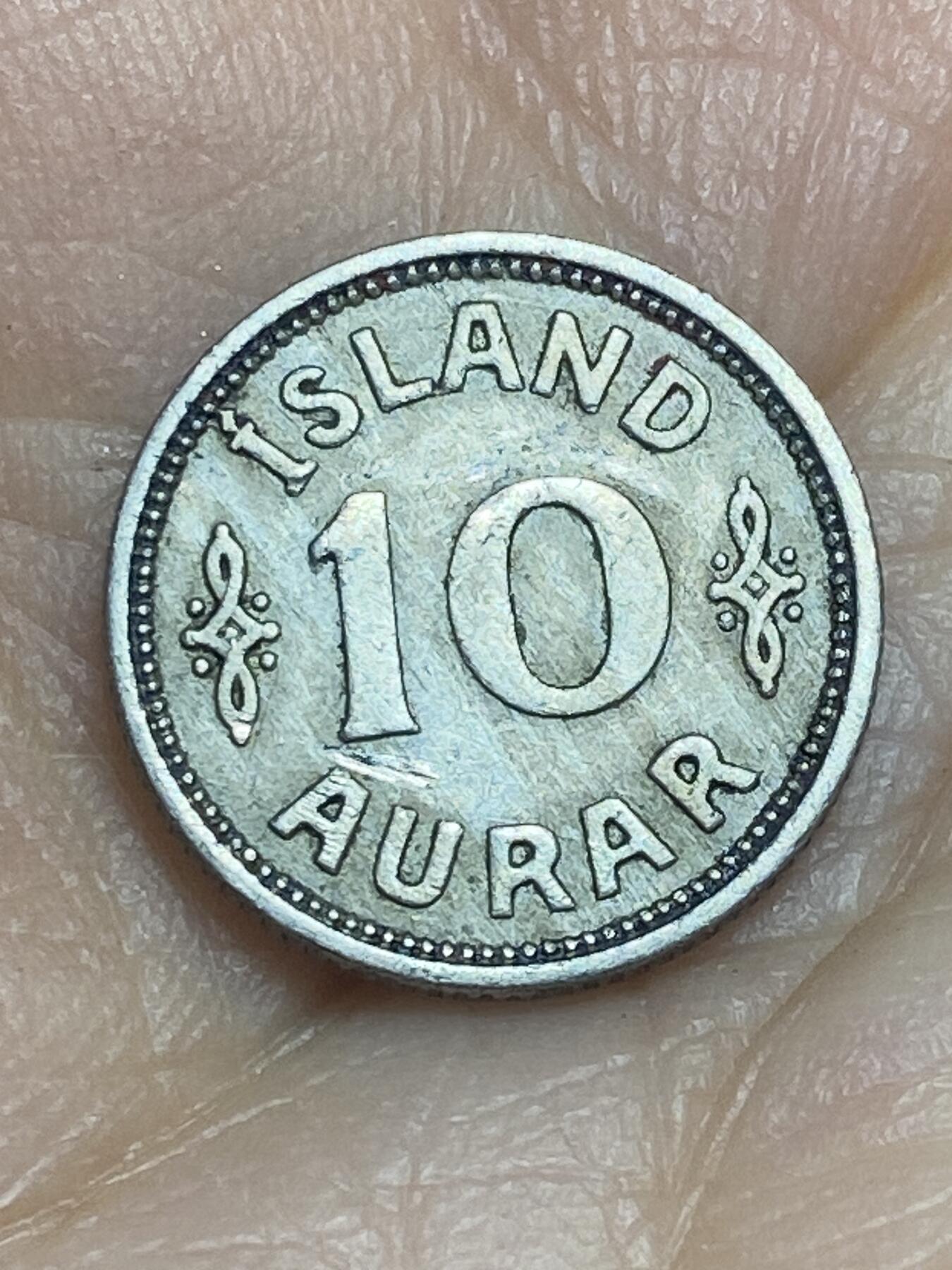 2026年第十二场(总第一百八十一场）外国好品散币场(免佣金) 丹属冰岛王国1936年10奥拉(克里斯蒂安十世第一版后期，N; GJ版)