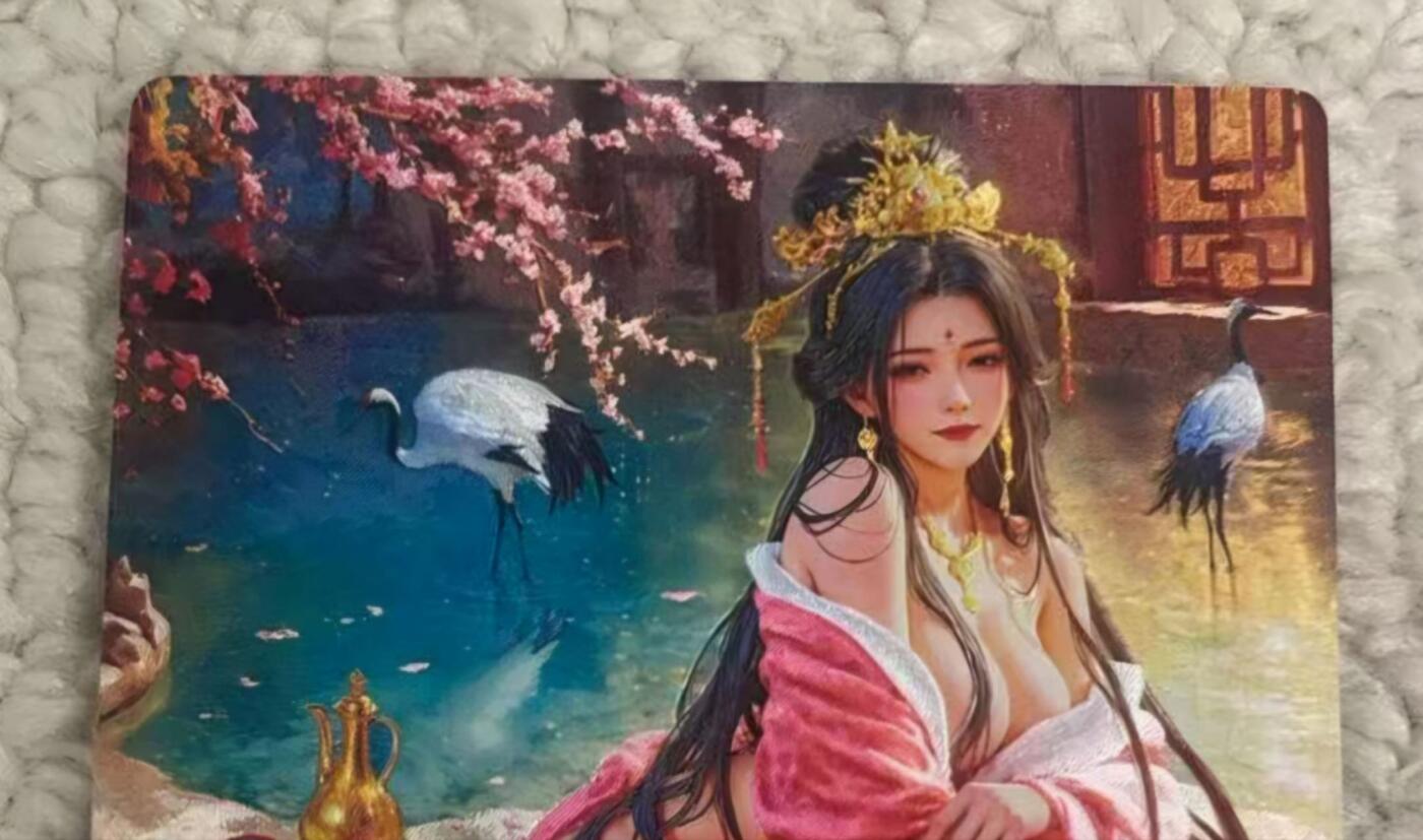 春节前倒数第三场！！龙虎卡牌-七三场（满200元包邮，无佣金，每周六结拍，欢迎送拍） 粗闪卡 奇点  宗rich 十二花神杏花 - 杨玉环欲