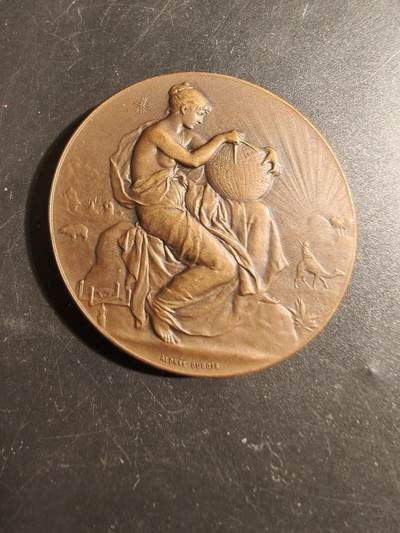 老王徽章第178期 - 法国旅游俱乐部大铜章    阿尔菲杜布瓦作品    直径50mm    重量70g