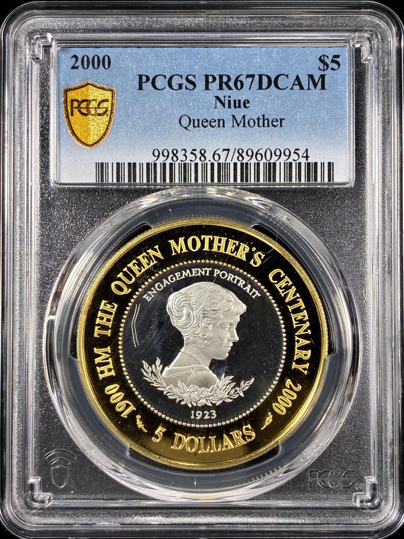 【雨安】【直播拍卖】【第0126期-评级币章】2026-01-24 周六 19:30 [评级现代] Niue 纽埃 5元 2000年 王太后 PCGS-PR67DCAM 精制币