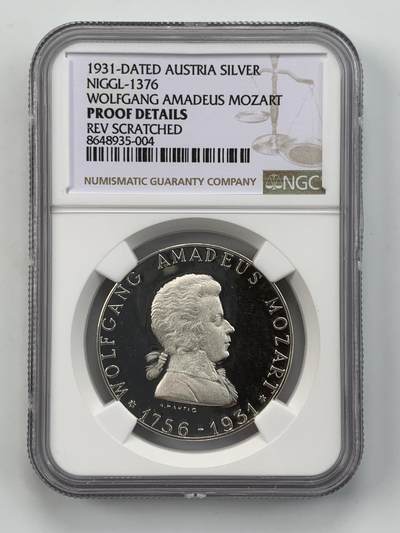 掌中浮雕-藏着的欧洲第050场 - NGC PR :1931年奥地利莫扎特精致银章，35mm