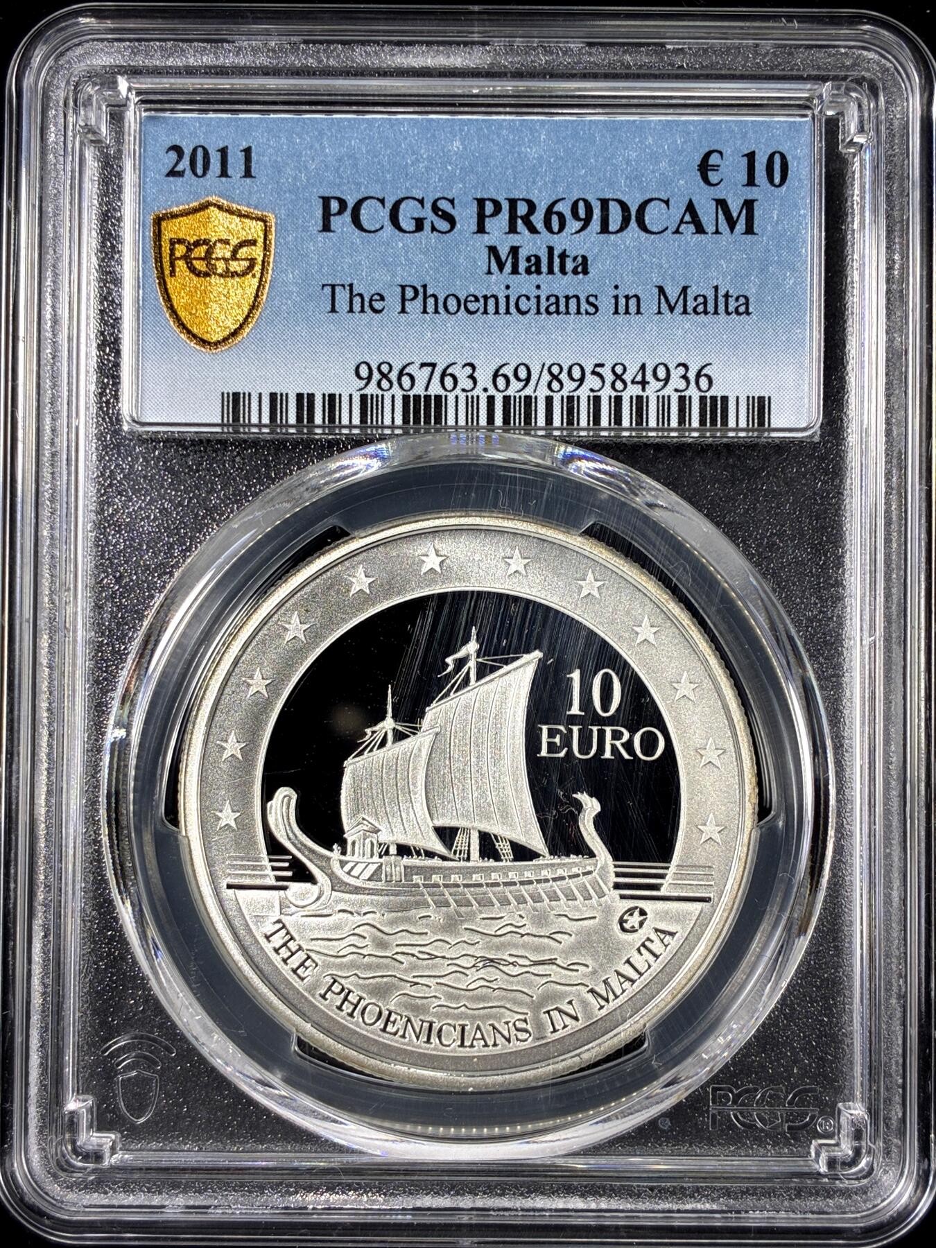 【雨安】【直播拍卖】【第0126期-评级币章】2026-01-24 周六 19:30 [评级欧元] Malta 欧元 马耳他 10欧元 2011年 帆船 PCGS-PR69DCAM 精制币
