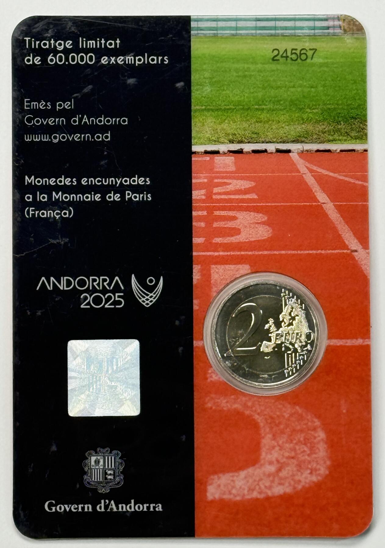 S&S Numismatic世界钱币-拍卖 第119期  安道尔2025年 欧洲小国运动会 2欧元双色纪念币官方卡币
