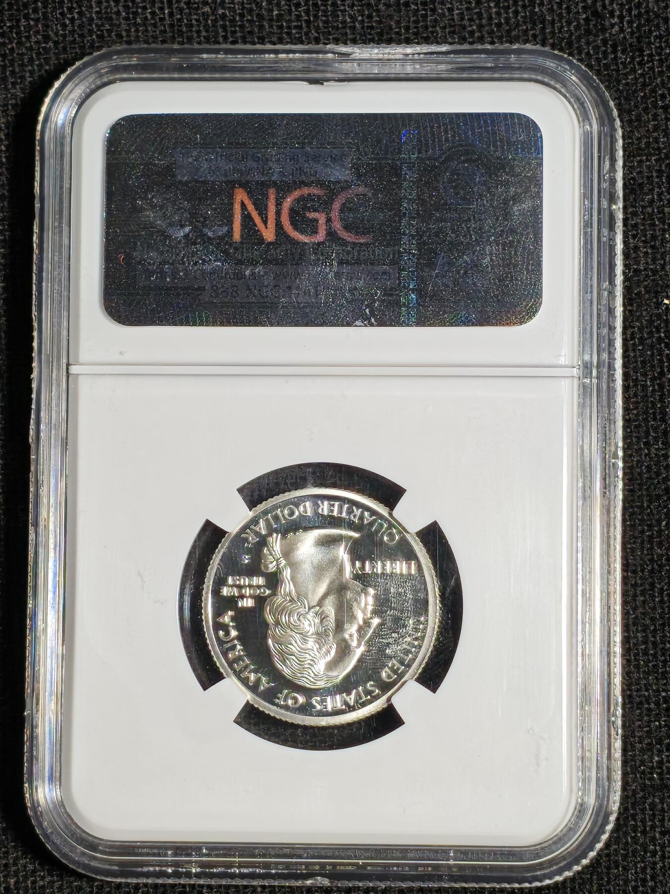 刘世昌艺术品销售中心～虎踞龙蟠*金杨在线联拍群第516期 美国2002年“50州纪念币～田纳西州”25美分精制纪念银币（NGC PF69UC 串号：3771767-360）1枚。