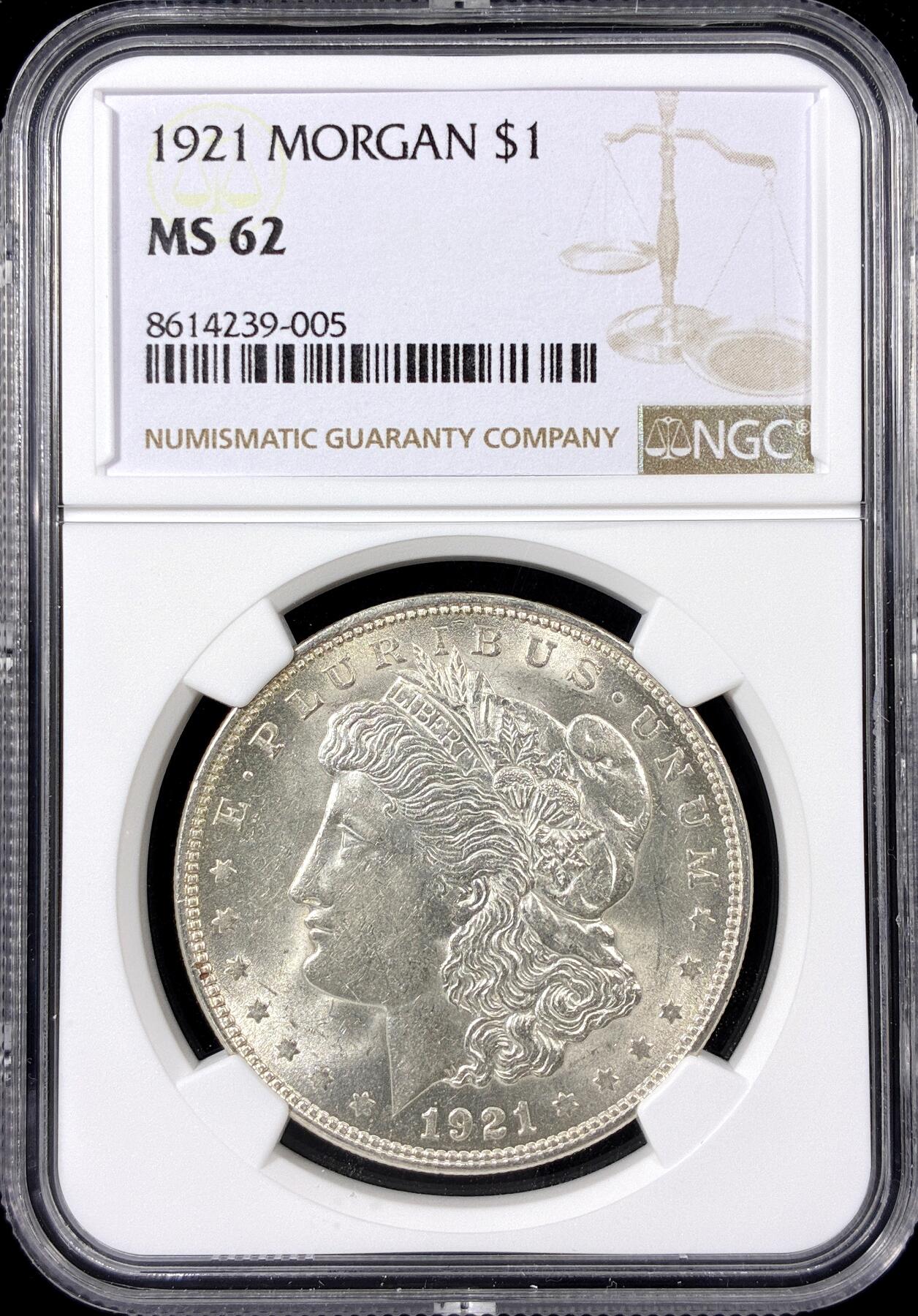 【雨安】【直播拍卖】【第0126期-评级币章】2026-01-24 周六 19:30 [评级美洲] USA 美国 1美元 (1878-1921) 摩根 1921年  NGC-MS62