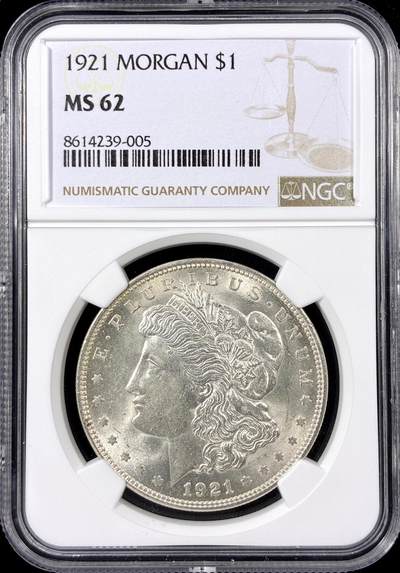 【雨安】【直播拍卖】【第0126期-评级币章】2026-01-24 周六 19:30 - [评级美洲] USA 美国 1美元 (1878-1921) 摩根 1921年  NGC-MS62