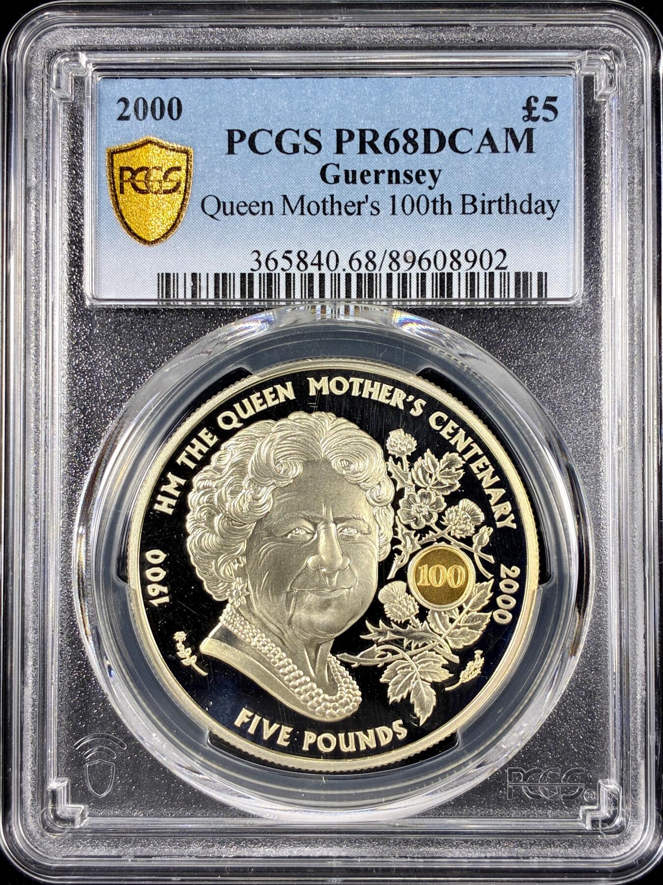 【雨安】【直播拍卖】【第0126期-评级币章】2026-01-24 周六 19:30 [评级现代] Great Britain 英国 5镑 2000年 王太后 [28.28克,  0.925银] PCGS-PR68DCAM 精制币