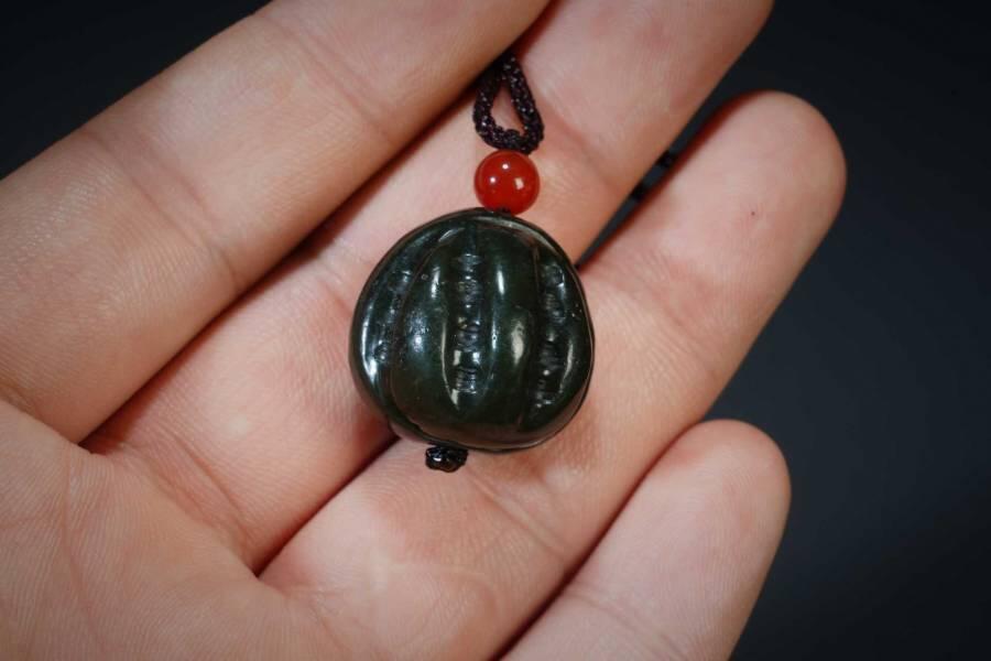 上海都达杂项专场五（全场包邮） 天然和田玉青玉核桃吊坠挂件 附鉴定证书87-52