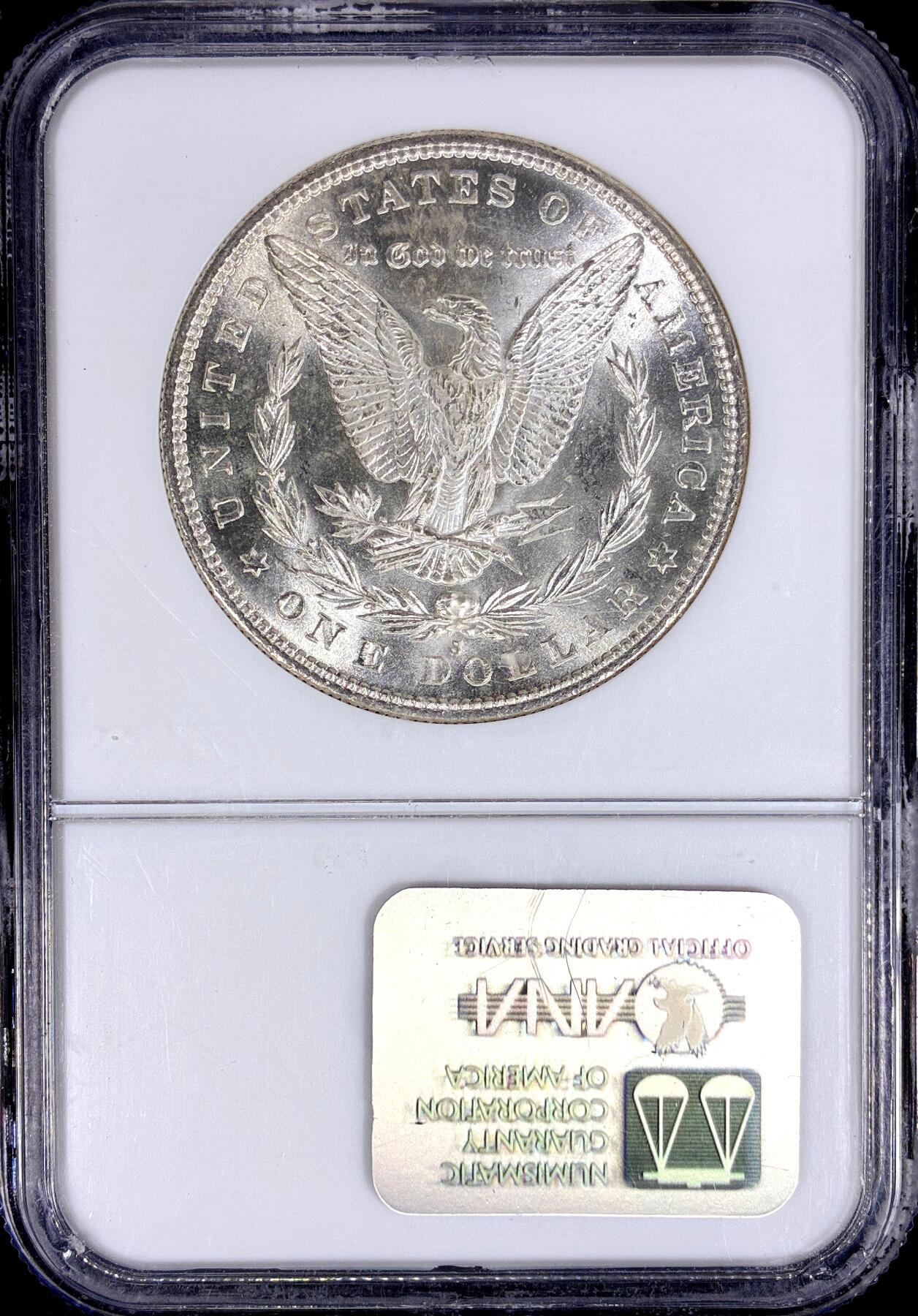 【雨安】【直播拍卖】【第0126期-评级币章】2026-01-24 周六 19:30 [评级美洲] USA 美国 1美元 (1878-1921) 摩根 1880年S  NGC-MS65 原色凝霜银光 严评老盒子