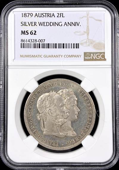 【雨安】【直播拍卖】【第0126期-评级币章】2026-01-24 周六 19:30 - [评级欧洲] Austria 奥地利 2弗洛林 1879年 茜茜公主婚礼  NGC-MS62