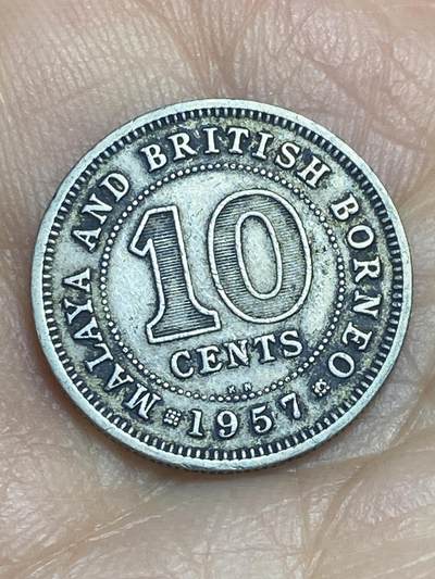 2026年第十二场(总第一百八十一场）外国好品散币场(免佣金) - 马来亚和英属婆罗洲1957年10分(伊丽莎白二世青年带冠，KN标金斯诺顿厂造)