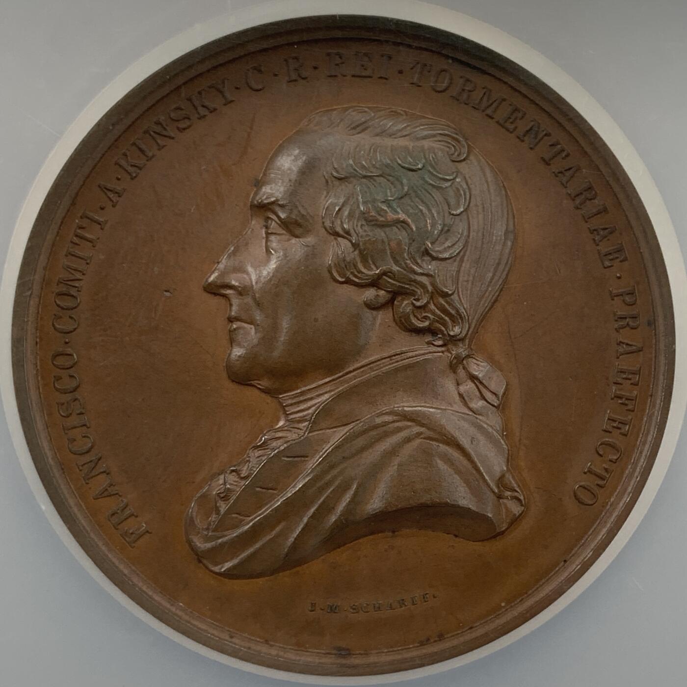 掌中浮雕-藏着的欧洲第050场 NGC MS63：1846年奥地利FRANZ KINSKY伯爵纪念铜章，48mm