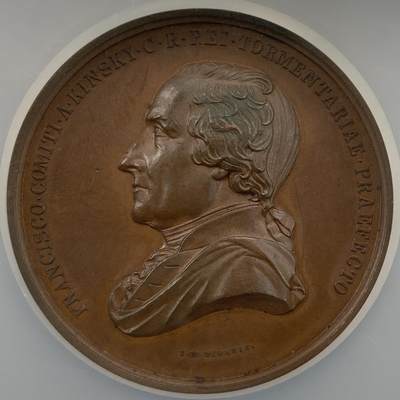 掌中浮雕-藏着的欧洲第050场 - NGC MS63：1846年奥地利FRANZ KINSKY伯爵纪念铜章，48mm