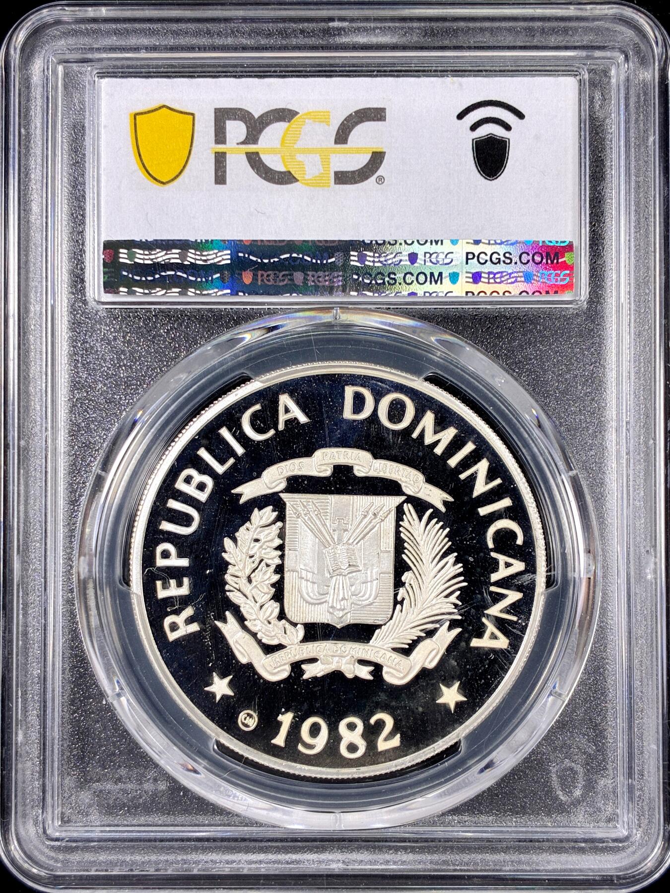 【雨安】【直播拍卖】【第0126期-评级币章】2026-01-24 周六 19:30 [评级现代] Dominica 多米尼加 10比索 1982年 儿童年 PCGS-PR67DCAM 精制币