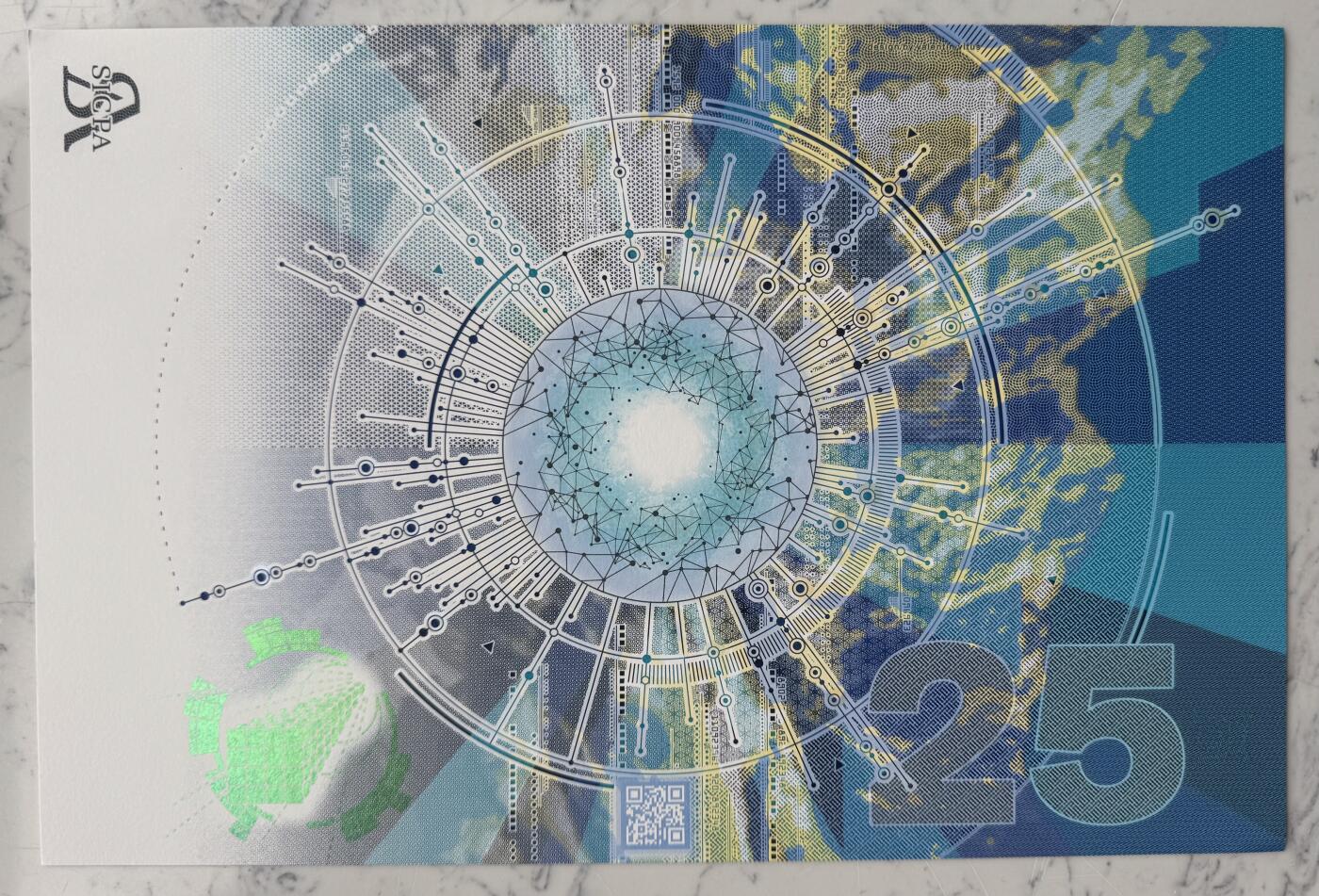 2026第2场（总第229期）：精品测试钞、连体钞综合场 瑞士SICPA 2025年“信息数据保障社会安全”超大尺寸单面深凹雕刻版新年贺卡册装UNC