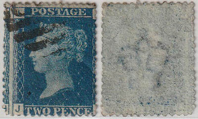 洪涛臻品批发群 精选邮票限时拍卖第1239期  - 蓝便士 世界第一套邮票的最高值 齿孔严重左移如入图 JI票位 黑色杀手戳 一百多年的古典邮票 保真