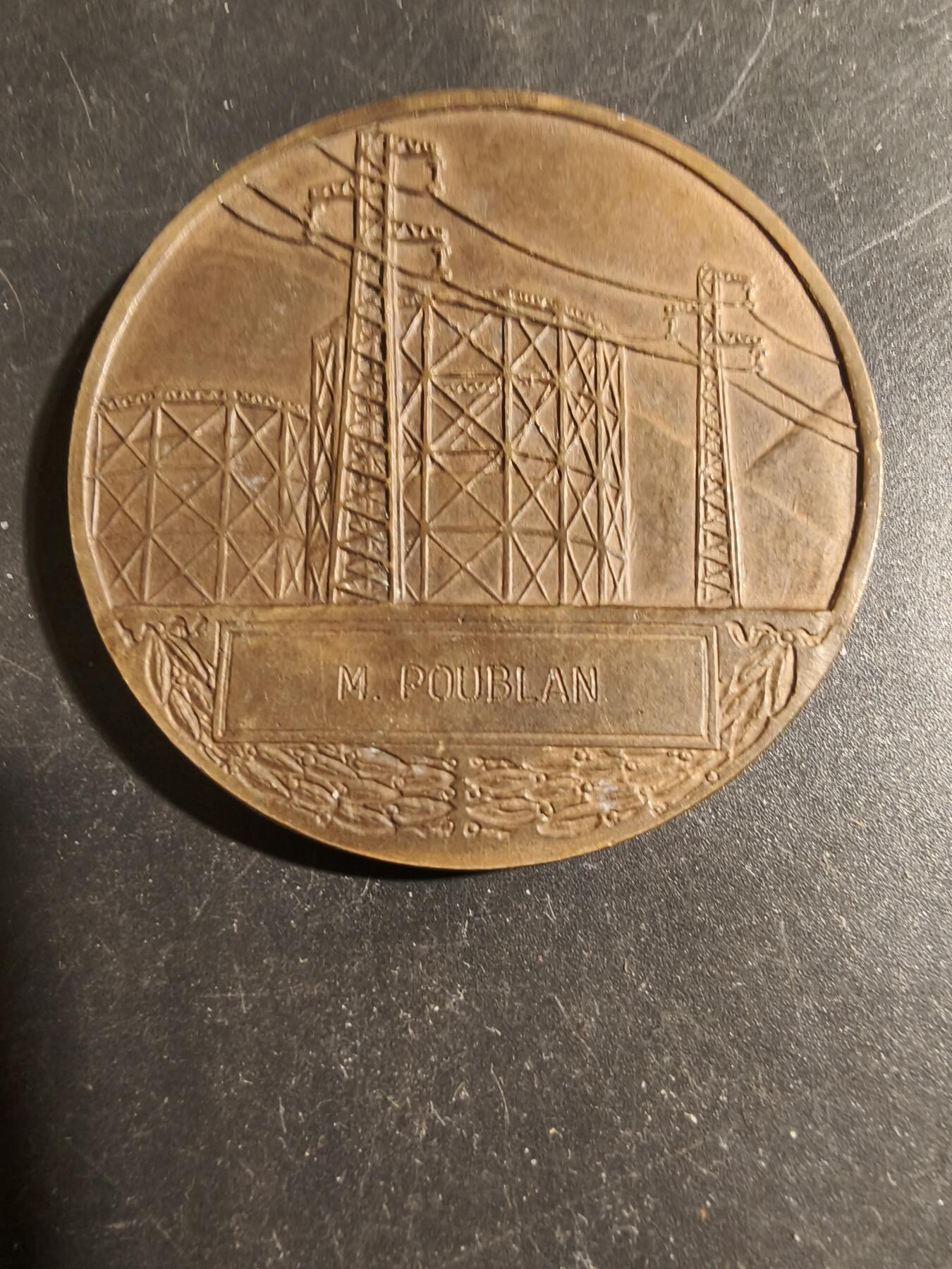 老王徽章第178期 法国电气公司大铜章   大师Dropsy作品    直径54mm    重量73.9g
