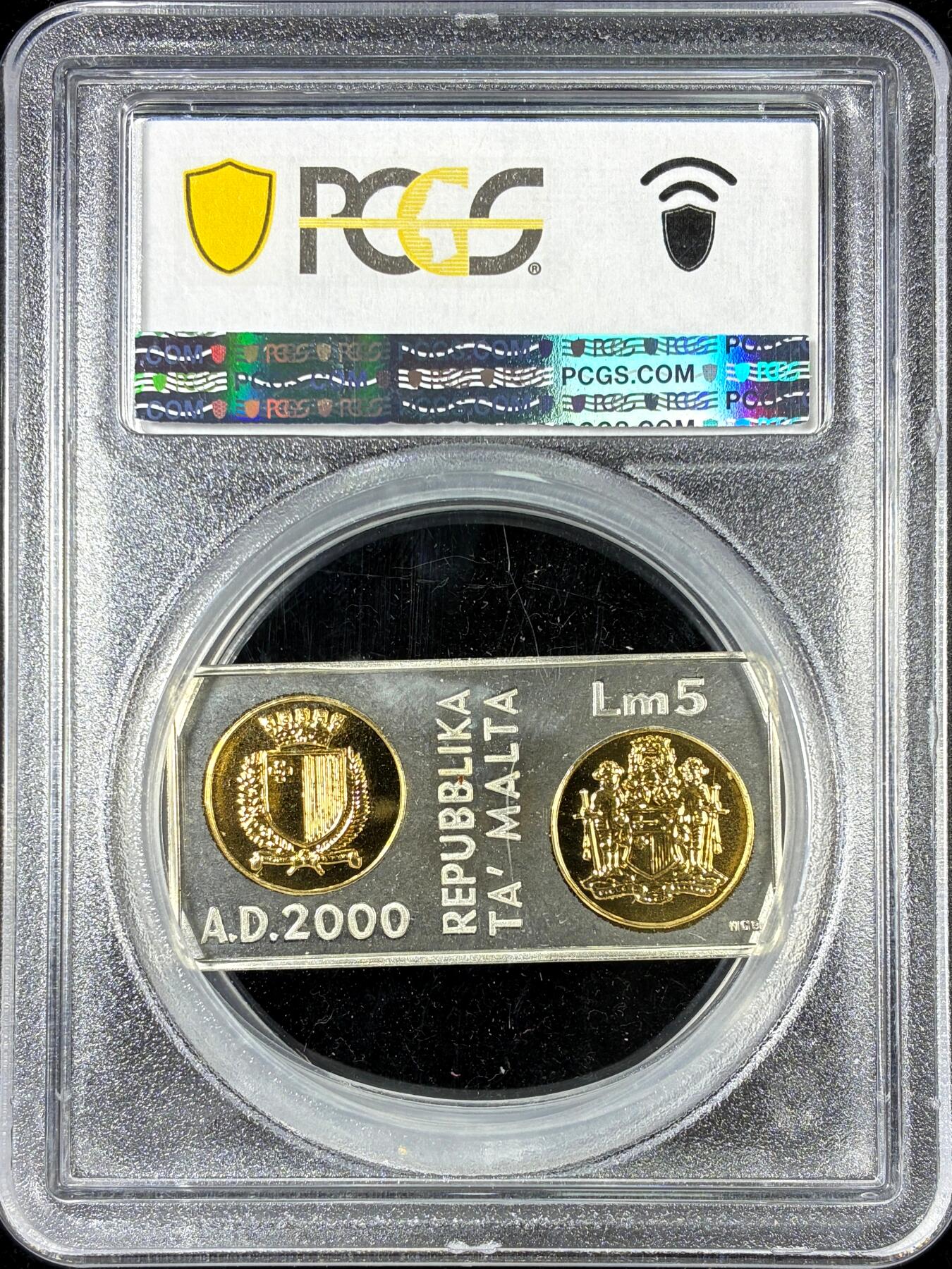 【雨安】【直播拍卖】【第0126期-评级币章】2026-01-24 周六 19:30 [评级现代] Malta 马耳他 5里拉 2000年 千禧年 银币 PCGS-PR67DCAM 精制币