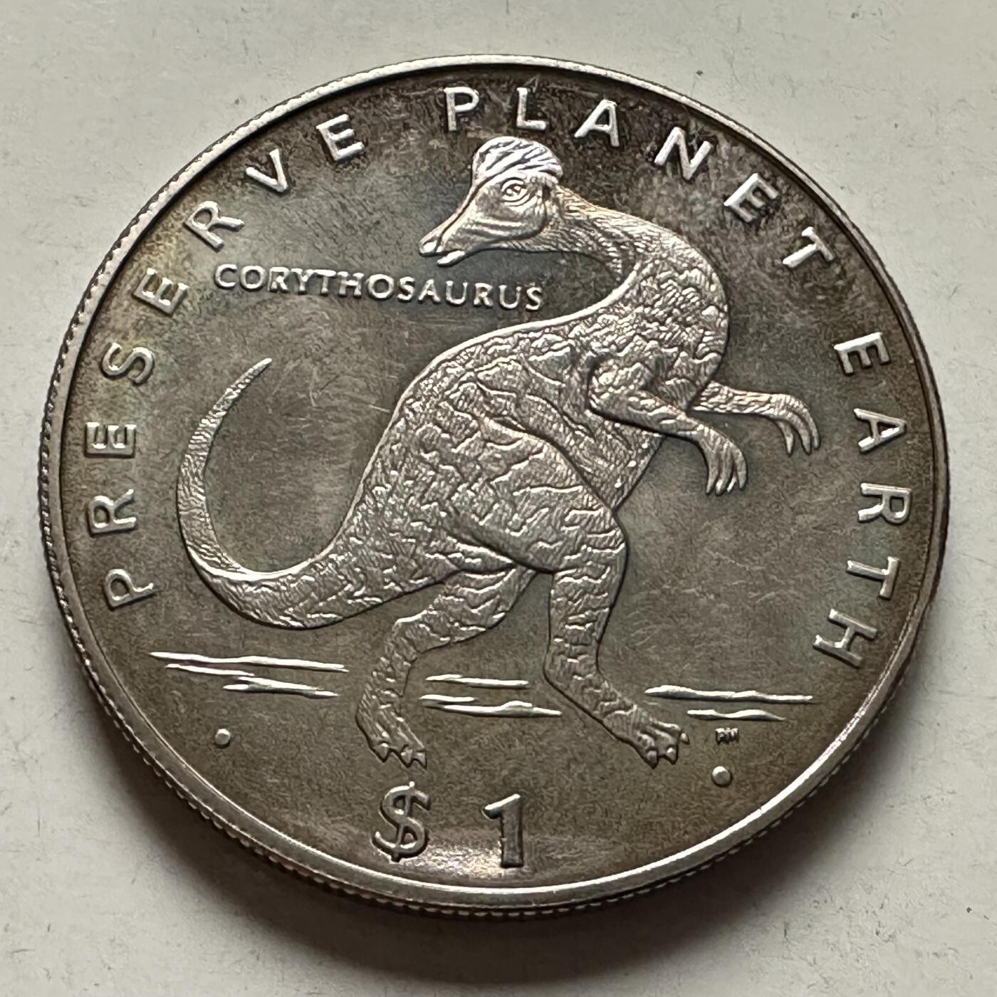 🌹外币初藏🌹🐯2026年第10场  每周二四六晚8️⃣点 接代拍 利比里亚1993年恐龙系列克朗纪念币 冠龙