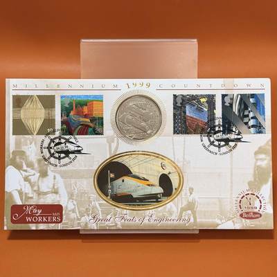 ＜星葵钱币社＞散币克朗场第68期·1月23日发货 - 〈邮币封〉直布罗陀1993年英吉利海峡隧道建设2.8埃居类精制克朗型纪念币