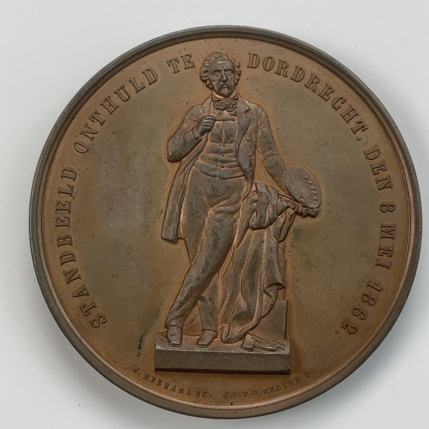 掌中浮雕-藏着的欧洲第050场 1862年荷兰画家Ary Scheffer雕像在Dordrecht揭幕铜章，58mm