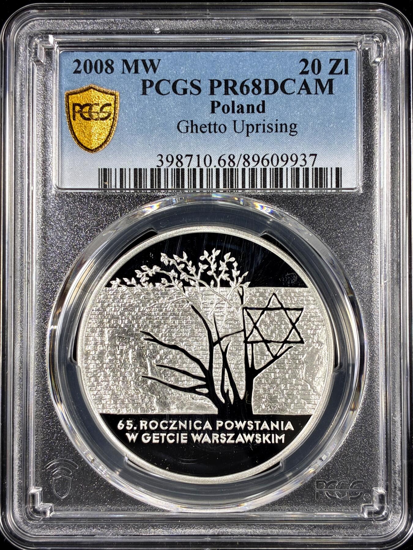 【雨安】【直播拍卖】【第0126期-评级币章】2026-01-24 周六 19:30 [评级现代] Poland 波兰 20兹罗提 2008年 武装起义 PCGS-PR68DCAM 精制币